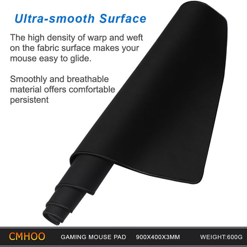 Cmhoo (35.4x15.7x0.12IN, 90x40 XXL Professional Large Mouse Pad & Computer Game Mouse Mat Black)