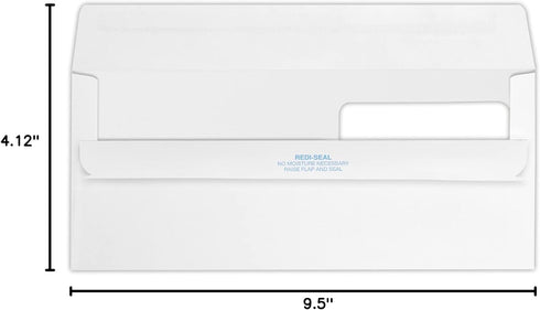 LUXPaper Quality Park #10 Business Double Window Envelopes, 4 1/8" x 9 1/2", White, 50 Qty