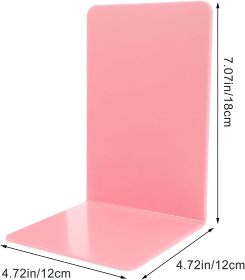 SHINEOFI 2Pcs Pink Plastic Bookends Desk File Book Holders Decorative Reading and Study Book Stands for Office and Home