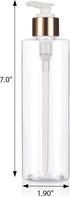 JUVITUS 8 oz Clear Cylinder PET Bottles with Gold Lotion Pump, 12 Pack