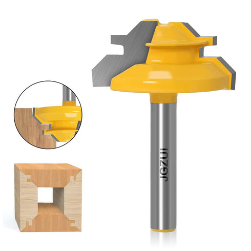 45 Degree Lock Miter Router Bit, 1/4 Inch Shank Woodworking Tools Joint Router Bits, Glue Joint Tools Set