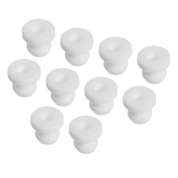 MECCANIXITY 10Pcs White Snap Rubber Grommet Hole Plug Mount, Dia 6.5mm ID 4mm H 9mm Seal for Electrical Box