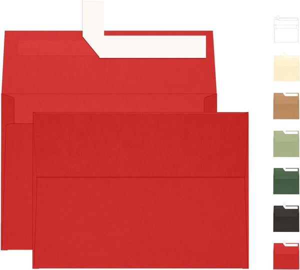 Red 5x7 Envelopes 100 Pack - Goefun A7 Self Seal Printable Envelopes for Invitations