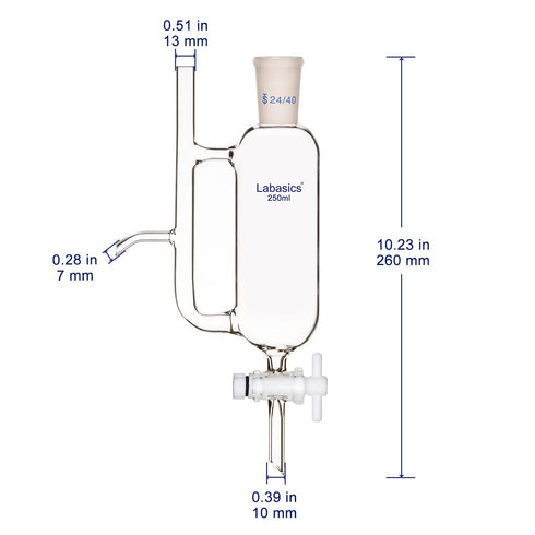 Water Oil Receiver Separator with 24/40 Lab Supply, 250 ml