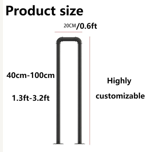 PAUANI 35cm U-shaped Industrial Iron Pipe Stairs Handrail - Metal Stair Railing, Anti-slip Side-mounted Stair Handrail