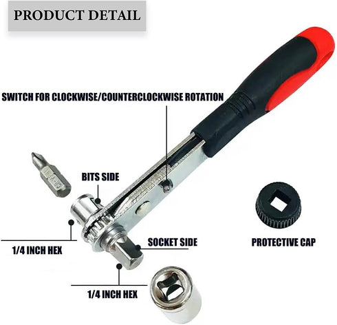 Double Sided Socket Screwdriver Ratchet Wrench, Dual Head Wrench Tool