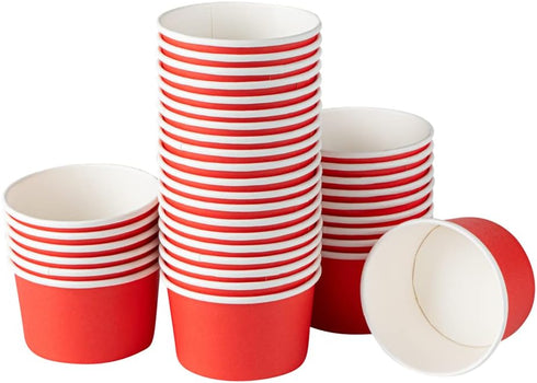 5-Ounce 50 Frozen Coppetta Dessert Cups, Disposable Ice Cream Cups - Lids Sold Separately, Sturdy, Red Paper Yogurt