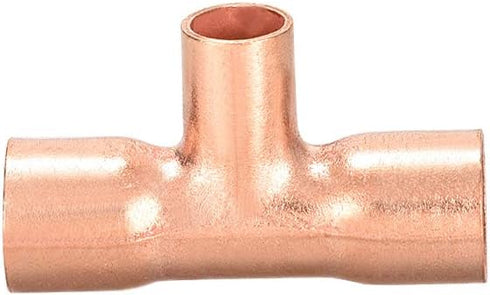 uxcell Copper Reducing Tee 3/8-inch X 1/4-inch X 3/8-inch Pressure Pipe Fitting Connector for Plumbing Supply 3pcs