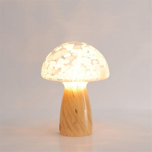 12" Urban Lifestyle Blush Tortoise Glass Mushroom Lamp, Modern Retro Table Lamp for Bedroom, Living Room, or Office