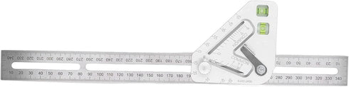Combination Square with Bubble Level, Silver Flexible Woodworking Triangle Ruler Carpentry Tools