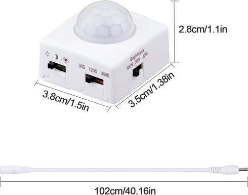16.4ft(5M) 6000K 3 3 3 GOMING Motion Sensor COB LED Light Strip Cool White Lighting Modes Timing Off Modes Brightness
