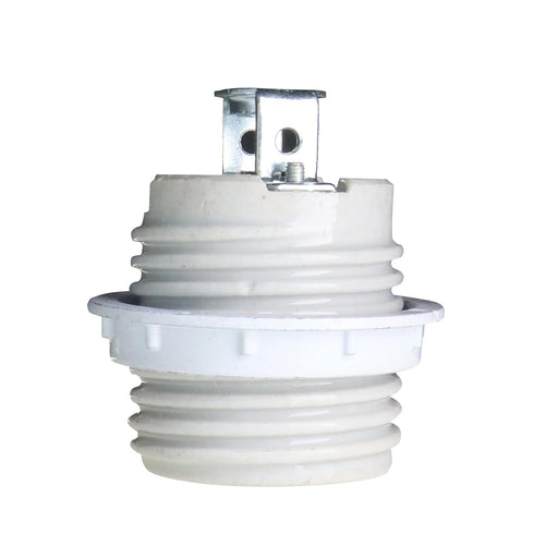 ZHYOHEN E26 6 Inch 18AWG Ceramic Lamp Threaded Socket with White Shade Ring and Standard Insulated Wire Suitable