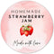 Sean Colby Designs Homemade Strawberry Jam Labels - 2 Round Stickers for Home Canning Jars