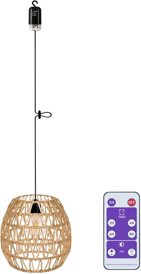 Bulb 4*AA Battery Operated Outdoor Chandelier for Gazebo Pendant Light with Remote Control LED Farmhouse Hanging Boho