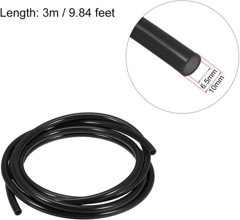 uxcell Pneumatic Air Tubing, 10mm OD x 6.5mm ID 3 Meter (118 Inch) Long PU Polyurethane Air Compressor Tubing Hose Pipe Black