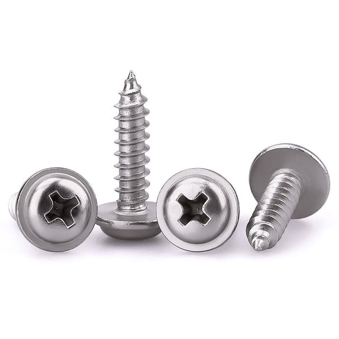 #8 x 3/4" Phillips Pan Washer Head Wood Screws, 304 Stainless Steel, Corrosion Resistant, 100 PCS