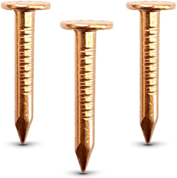 (100-Pack) 1 Inch Copper USA MADE Nails - Solid Pure Copper Roofing Finish Spikes for Furniture and Boat