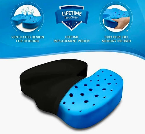 Tailbone, Seat Cushion Cooling Gel Memory Foam Pad, Non-Slip Orthopedic Coccyx Support for Office Chair, Car Seat