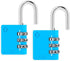 XD35 3-Digit Combination Lock, Padlock for School, Gym, Locker, Toolbox, Outdoor Storage (2-Pack, Blue)