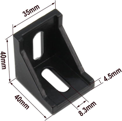 Zeberoxyz 10PCS 4040 Corner Bracket Black Right Angle with M6 Screws for Aluminum Extrusion