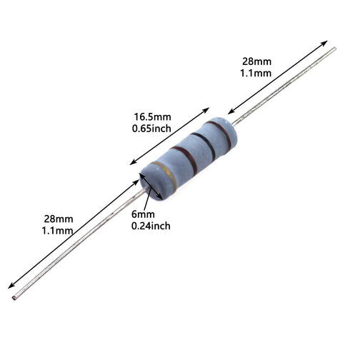 20PCS 3 Watt 100 Ohm Metal Oxide Film Resistor, Quad Band Standard EIA Colours for Experiments