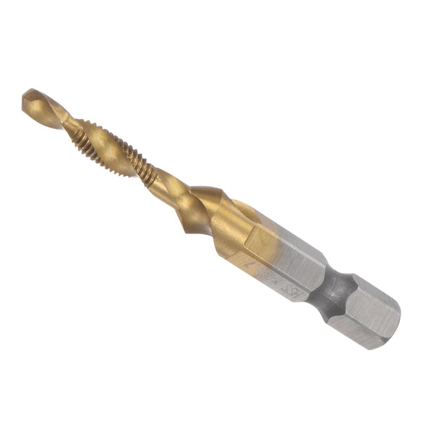 Combination Drill and Tap Bit M4 x 0.7 Thread Size 1/4" Hex Shank Titanium Coated Tools