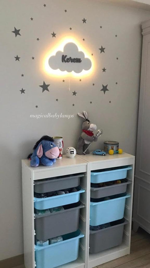Custom Cloud Shaped Wall Light Baby Name Night Lamp Unique Gift for Newborn, Nursery & Kids Room Personalized Baby Room