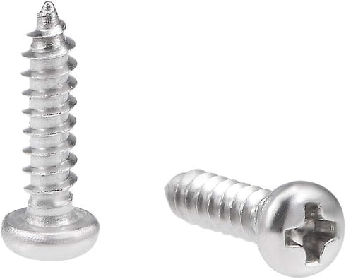 uxcell 3x12mm Self Tapping Screws Phillips Pan Head, 316 Stainless Steel Fasteners, 50Pcs