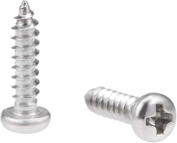 uxcell 3x12mm Self Tapping Screws Phillips Pan Head, 316 Stainless Steel Fasteners, 50Pcs