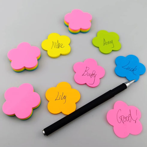 Mini Colorful Flower Shaped Sticky Notes, Cute Self-Stick Memo Pads Set for Office School (4 Pads 400 Sheets Total)