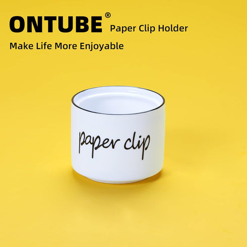 Farmhouse Paper Clip Holders, Ceramic Binder Clip Dispenser Organizer for Desk, Cute Office Push Pins Holder