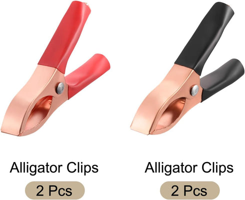 Alligator Clips Electrical Test Clamps for Charging and Testing Batteries, Copper Plated/Black Red, 15A, 4Pcs
