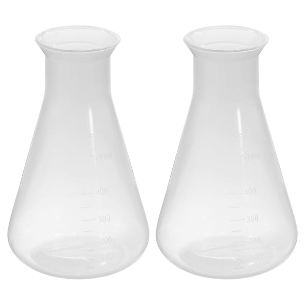 PATIKIL 500ml Plastic Erlenmeyer Flask, Clear, 2 Pack Wide Mouth Conical Flask for Laboratory