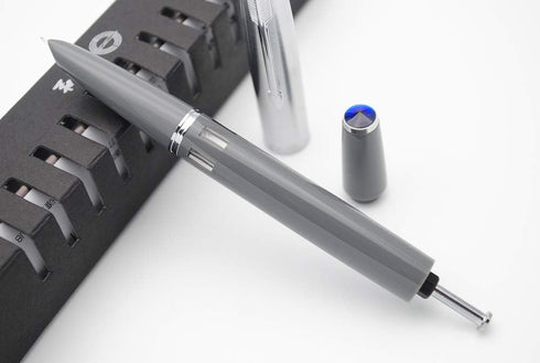 czxwyst 2019 New Version 601 Steel Cap Vacumatic Fountain Pen - Double Bead (Battleship Grey with ink window)