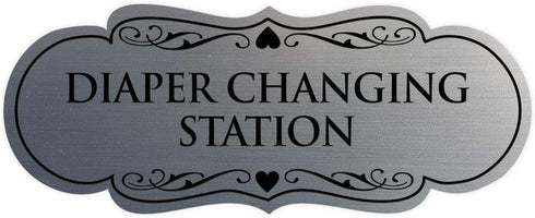 Signs ByLITA Designer Diaper Changing Station Sign(Brushed Silver) - Small