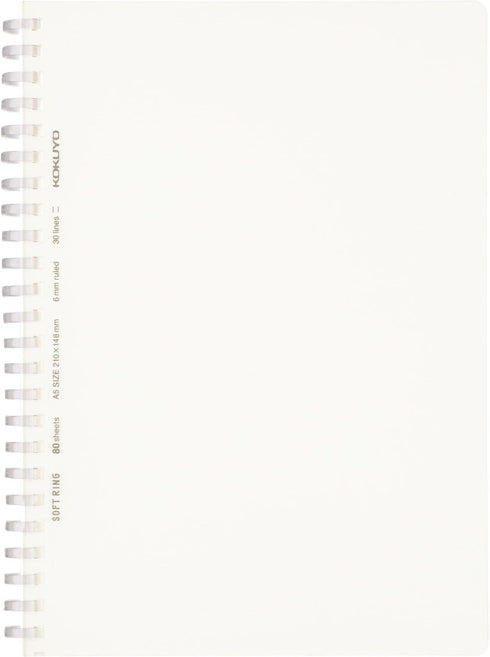 KOKUYO D Shaped Soft Ring Notebook, A5, 6mm Ruled, 30 Lines, 80 Sheets, Transparent, Japan Import (SU-SV538B-T)