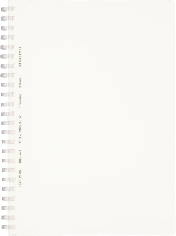 KOKUYO D Shaped Soft Ring Notebook, A5, 6mm Ruled, 30 Lines, 80 Sheets, Transparent, Japan Import (SU-SV538B-T)