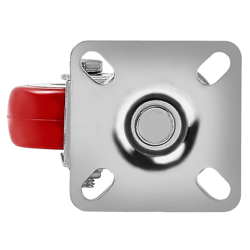 4 Pack Caster Wheels Swivel Plate on Red Polyurethane Wheels, 2 inch No Brake