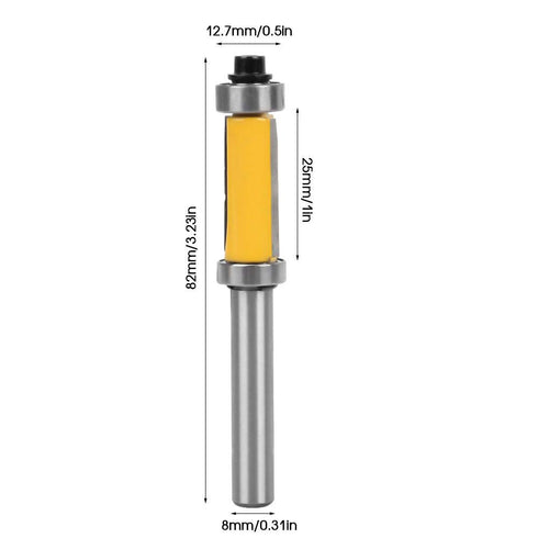 YWBL-WH Milling Cutter,8mm Shank Pattern Router Bit Double Bearing Flush Trim Woodworking Milling Cutter Tool with Anti-kickback Design