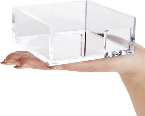 Juvale Clear Acrylic Sticky Note Holder, 3.9" x 3.9" x 1.6" Desk Accessory & Organizer for Classroom