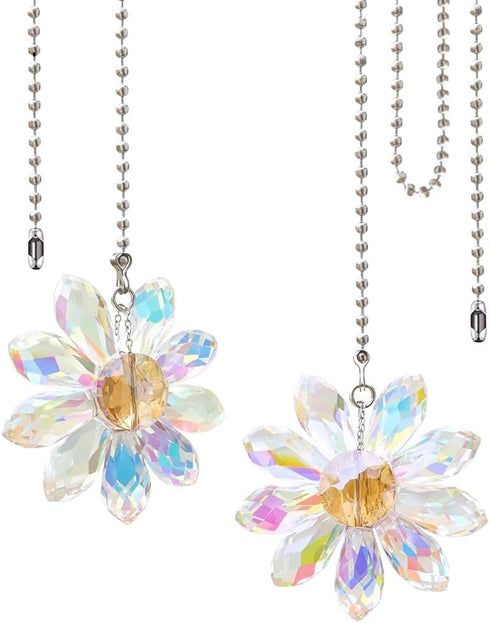 ccHuDE 2 Pcs Glass Crystal Ceiling Fan Pull Chains Decorative Pull Chain Extensions