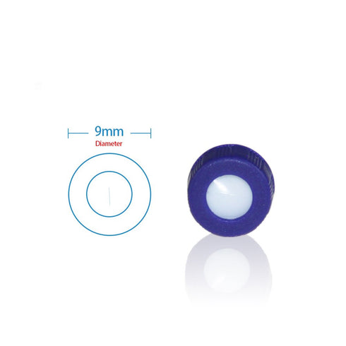HPLC Pre-slit Screw Thread Vial with Blue Caps, 9mm, Blue PTFE/White Silicone Septa, 100 pcs/pk