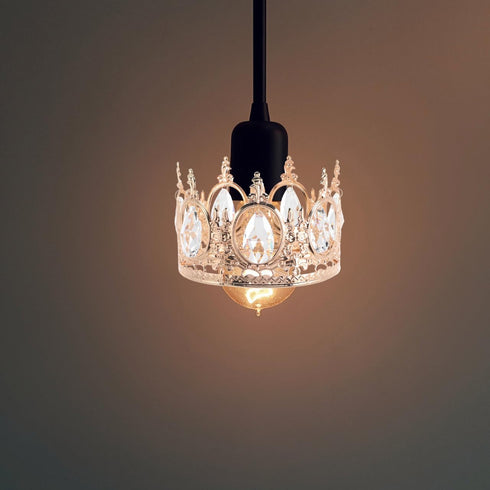 7.08 Inch TEHAUX Crystal Crown Pendant Lamp Accessory, Metal and Glass Chandelier Decoration for Ceiling Light Fixture