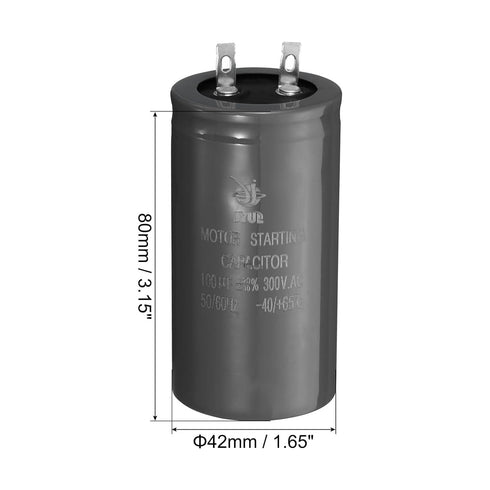 PATIKIL Motor Start Capacitor 2 Pcs 100uf 300V 50/60Hz CD60 for Air Conditioners and Electric Motor Starts