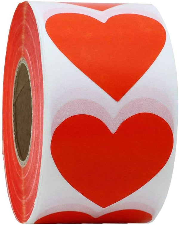 Red Heart Stickers for Happy Father's Day Crafting, 2" Natural Adhesive Labels, 500 Per Roll