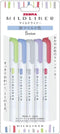 Zebra Mildliner WKT7-5C-NC-N, Astringent Mild Color Water-based, Set of 5 Colors