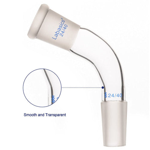 Glass 105 Degree Distillation Adapter, Borosilicate Glass Bent Adapter with 24/40 Joints for Laboratory Lab Supply