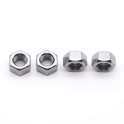 10# 24 Stainless Steel Finished Hex Nut, 304 Stainless Steel 18-8, Bright Finish, Full Thread, 100 Pcs