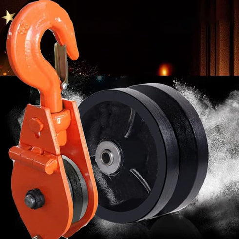 4"x1-1/2" Cast Iron V Groove Caster Wheel, Straight Roller Bearing, Capacity up to 600 lbs, Black Wheel