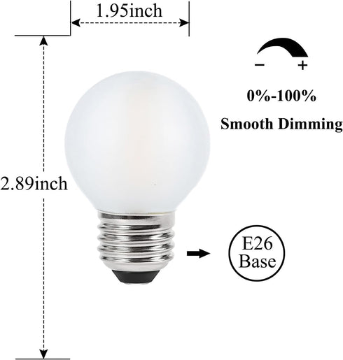 Frosted E26 LED Bulb 4W, 2700K Warm White, 40 Watt Equivalent, G16.5 Edison Globe Light Bulbs, 6-Pack for Chandelier